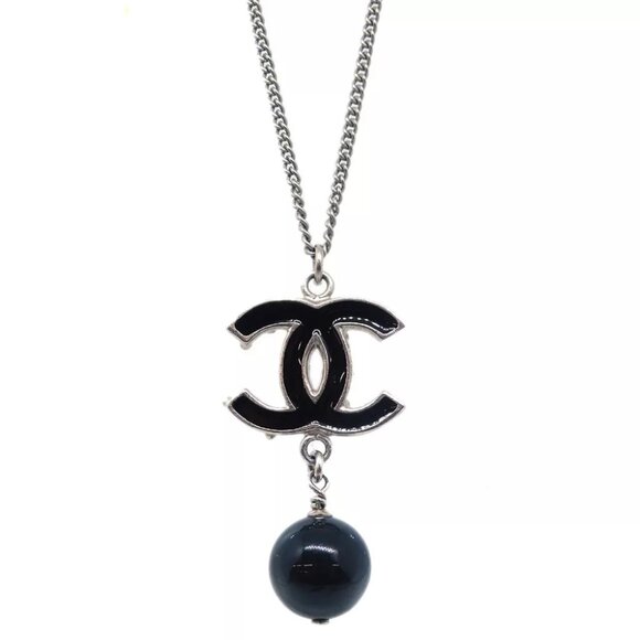 Chanel Chain Necklace Silver Black - Picture 1 of 4